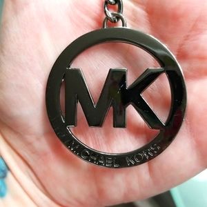 MICHAEL KORS MK dark chrome keychain/ Fob/ purse Hangtag